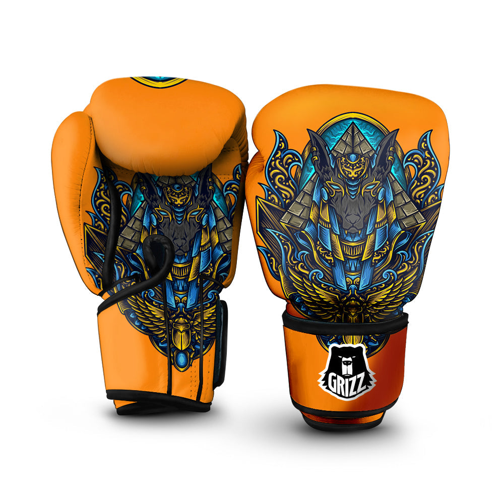 Anubis Engraving Ornament Print Boxing Gloves-grizzshop