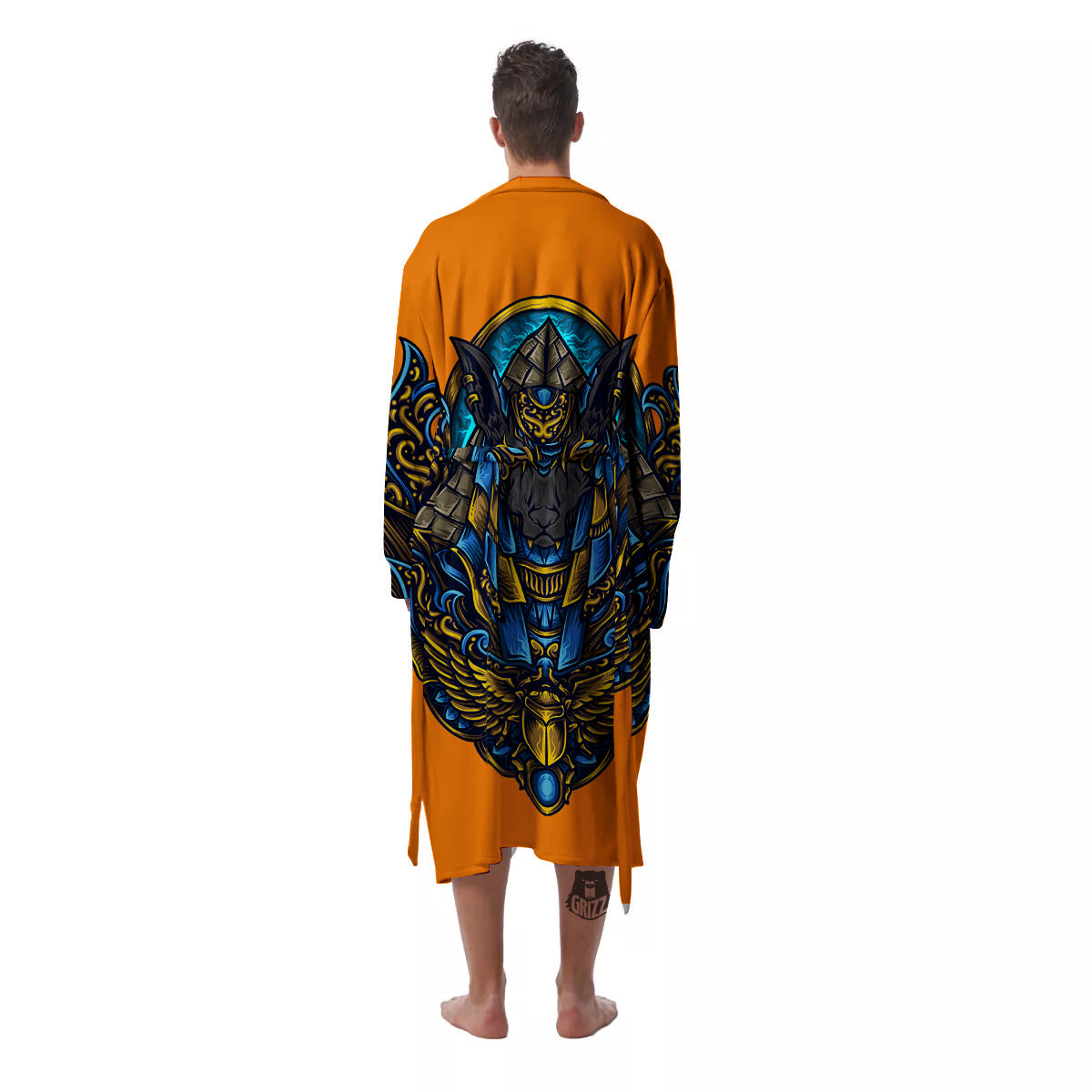 Anubis Engraving Ornament Print Men's Robe-grizzshop