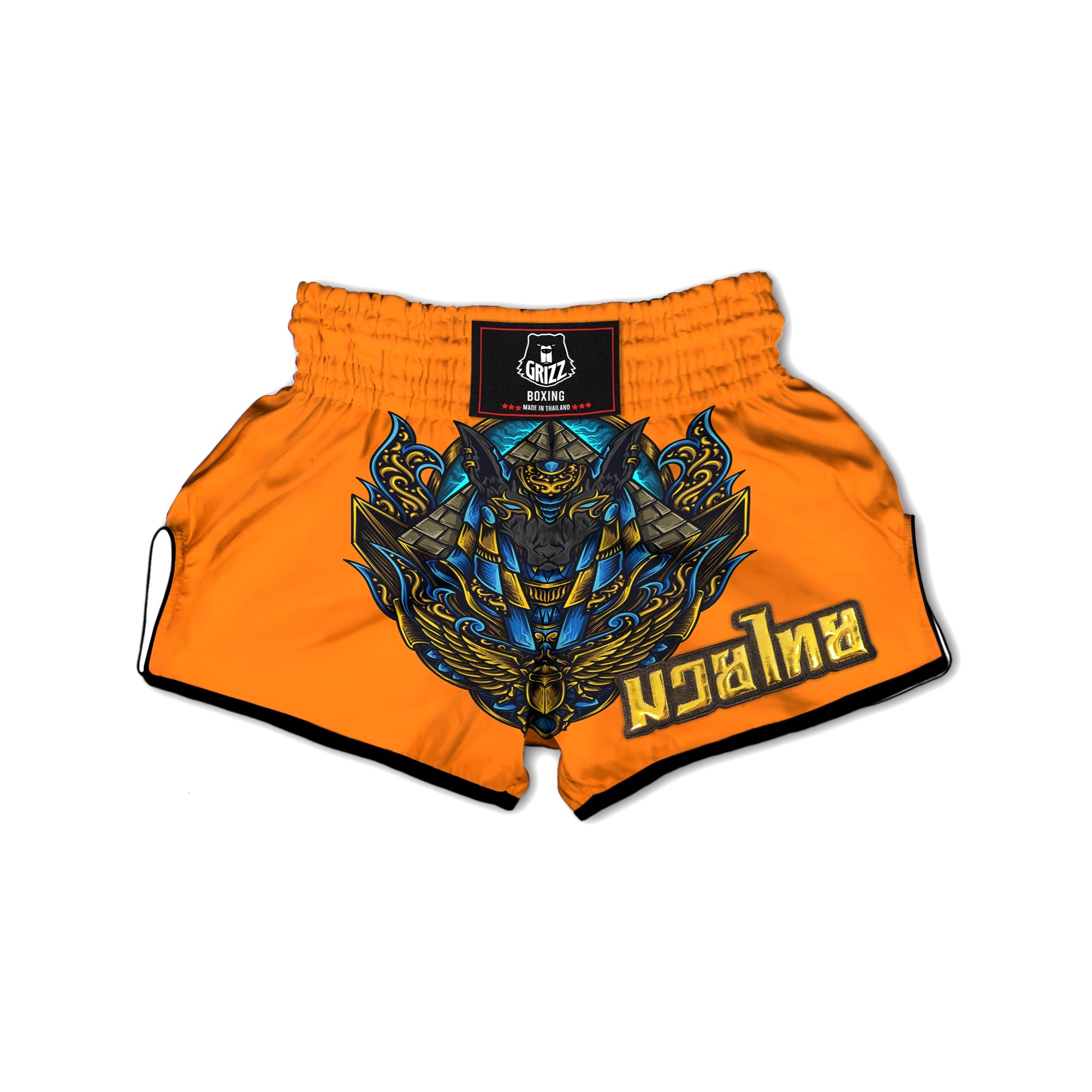 Anubis Engraving Ornament Print Muay Thai Boxing Shorts-grizzshop