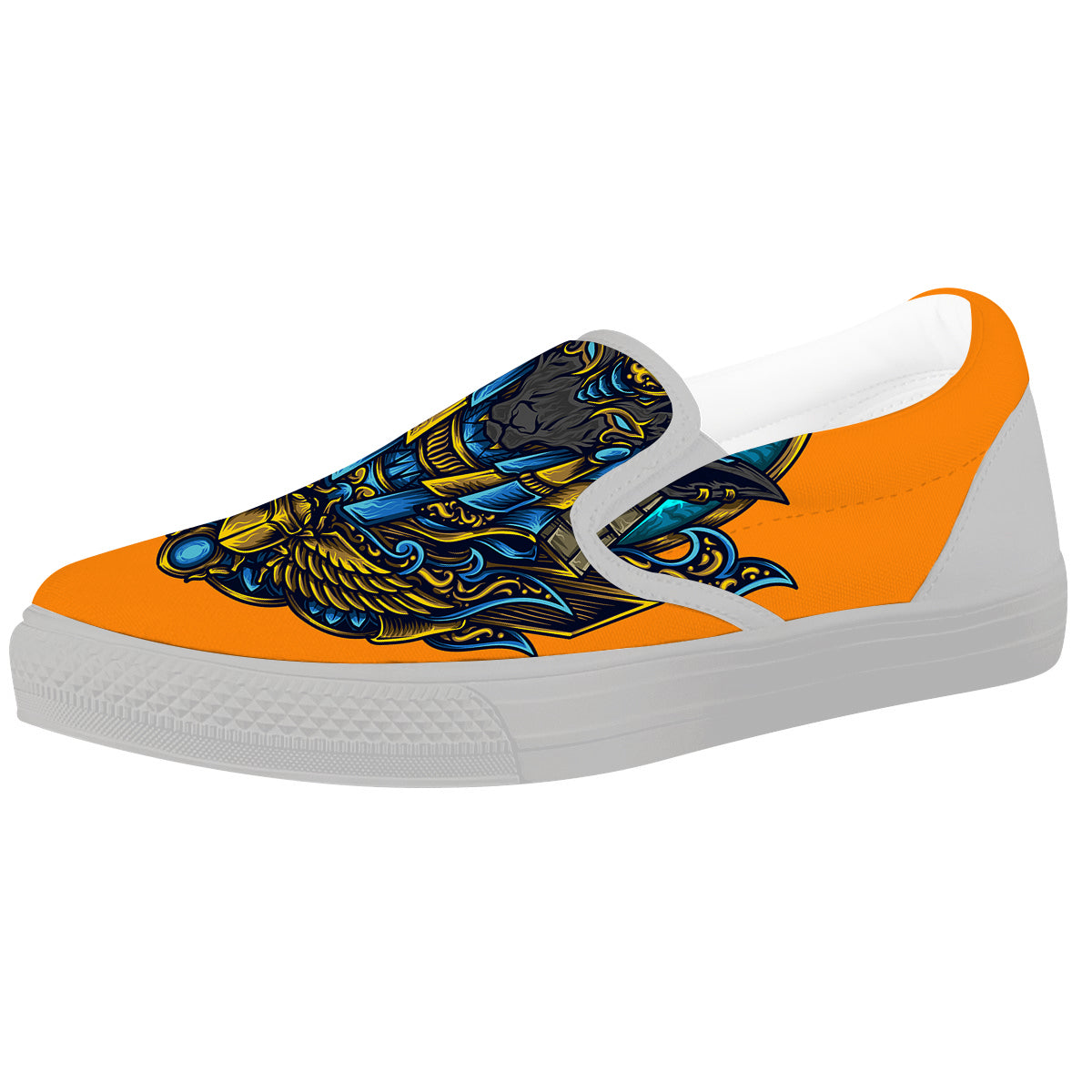 Anubis Engraving Ornament Print White Slip On Shoes-grizzshop