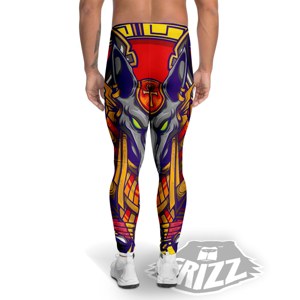 Anubis Exotic Egyptian Print Men's Leggings-grizzshop