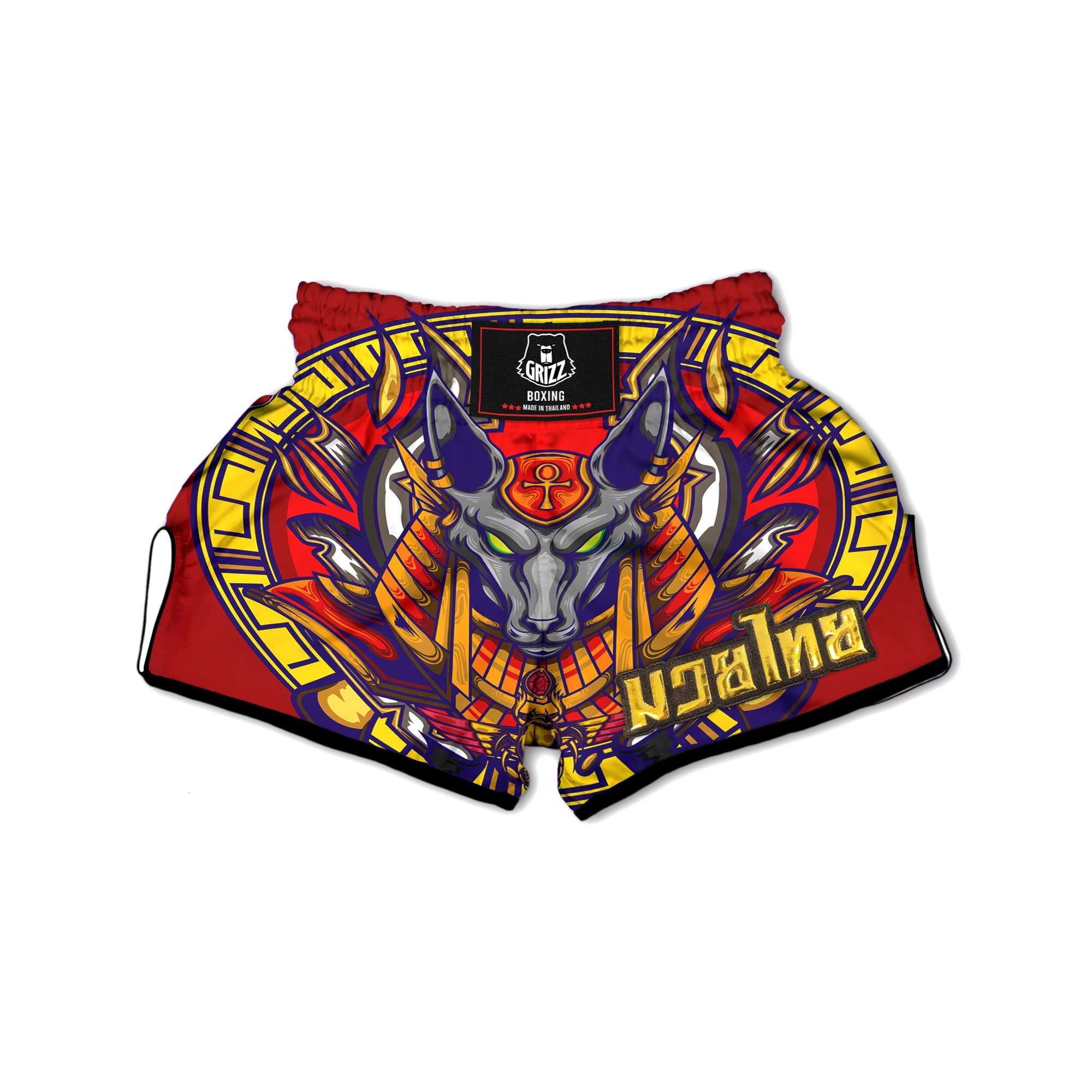 Anubis Exotic Egyptian Print Muay Thai Boxing Shorts-grizzshop