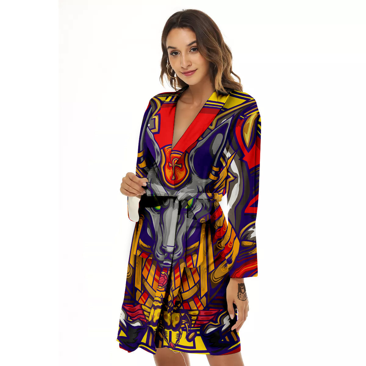 Anubis Exotic Egyptian Print Women's Robe-grizzshop