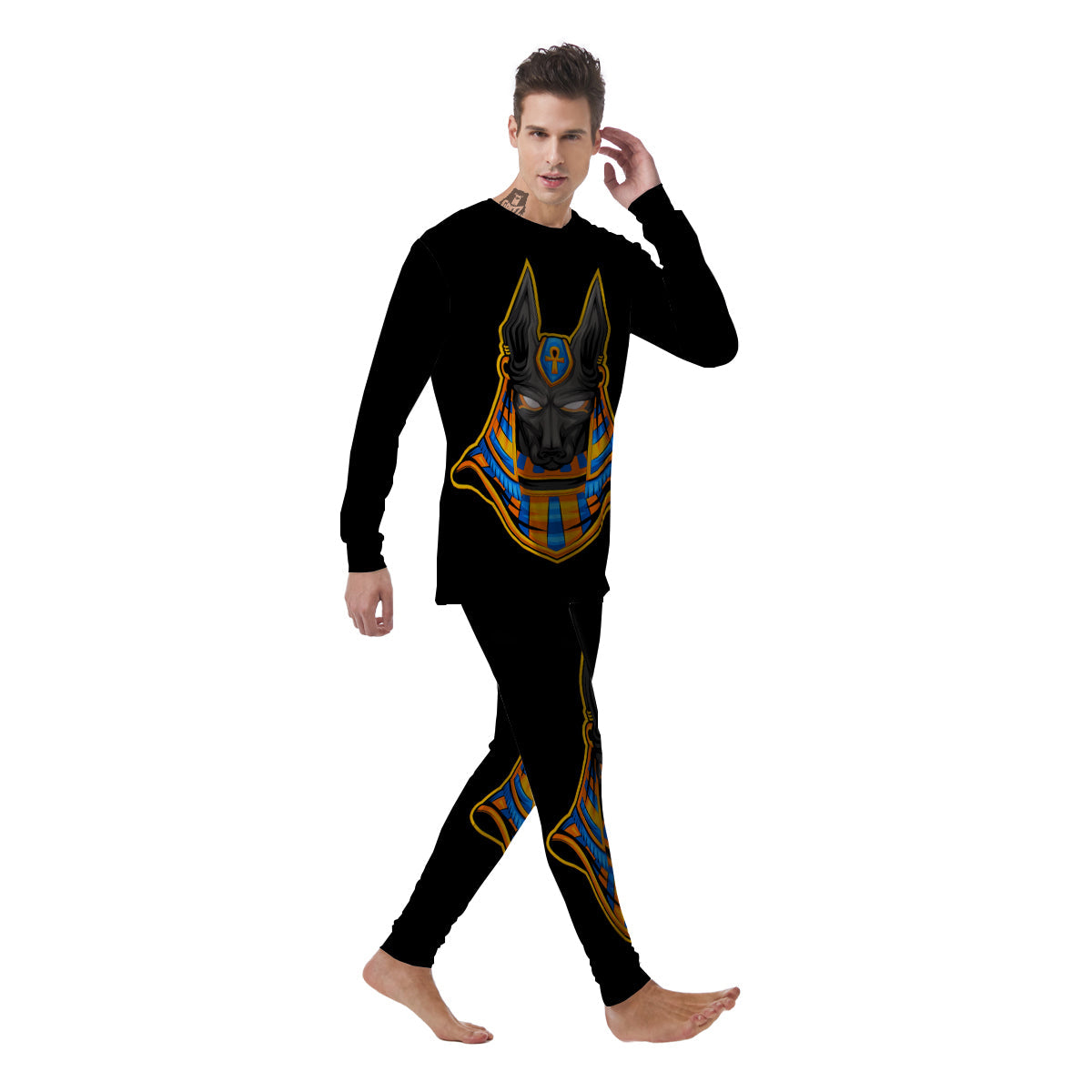 Anubis God Print Men's Pajamas-grizzshop