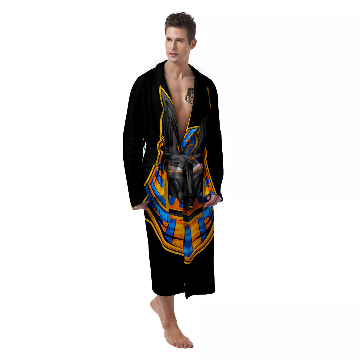 Anubis God Print Men's Robe-grizzshop