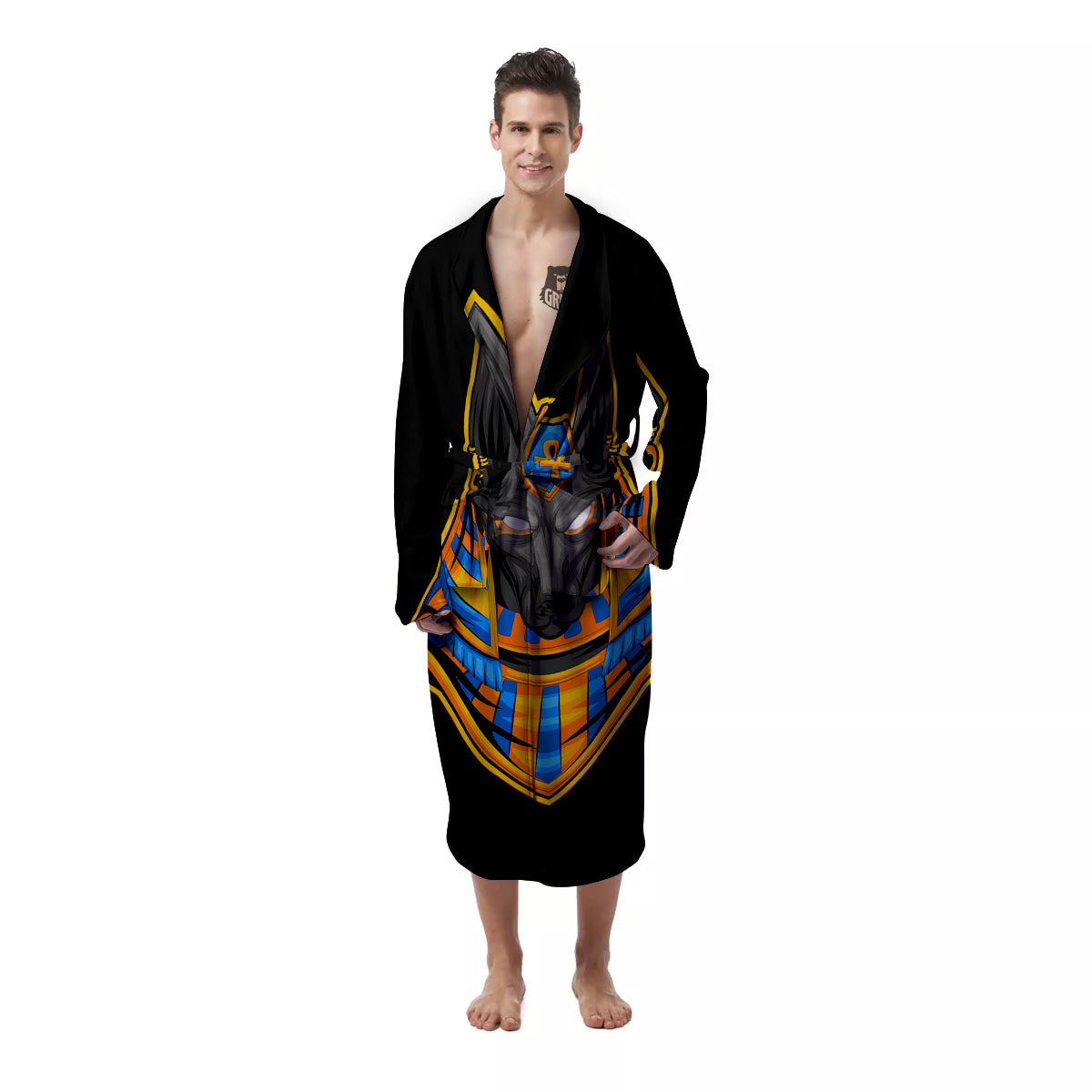 Anubis God Print Men's Robe-grizzshop