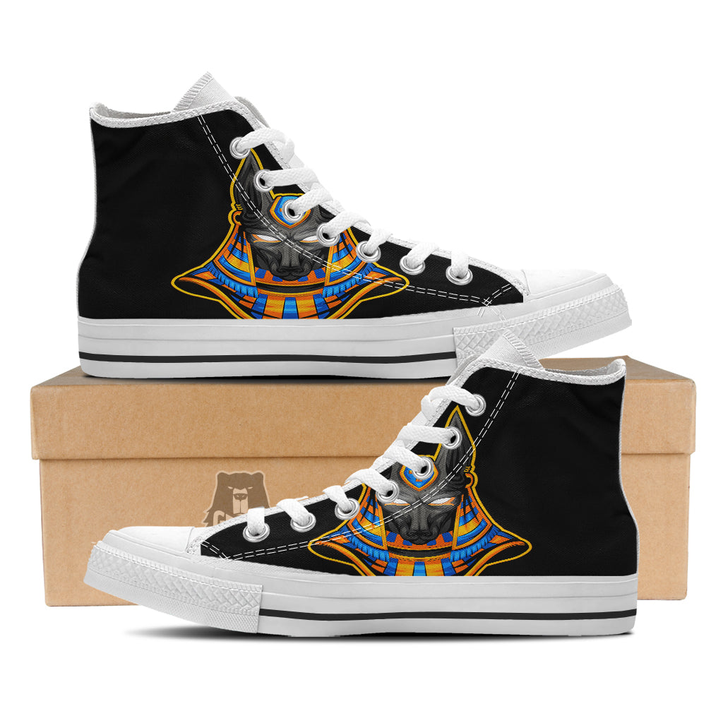 Anubis God Print White High Top Shoes-grizzshop