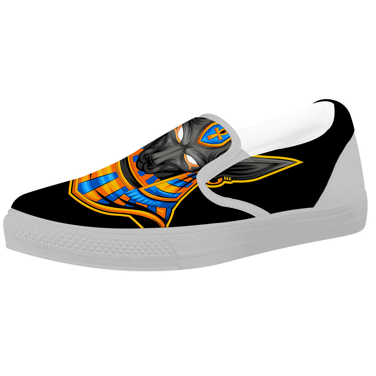 Anubis God Print White Slip On Shoes-grizzshop