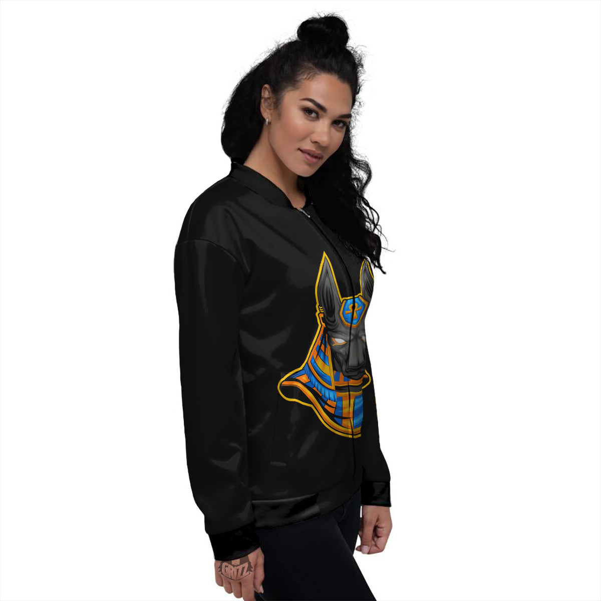 Anubis God Print Women's Bomber Jacket-grizzshop