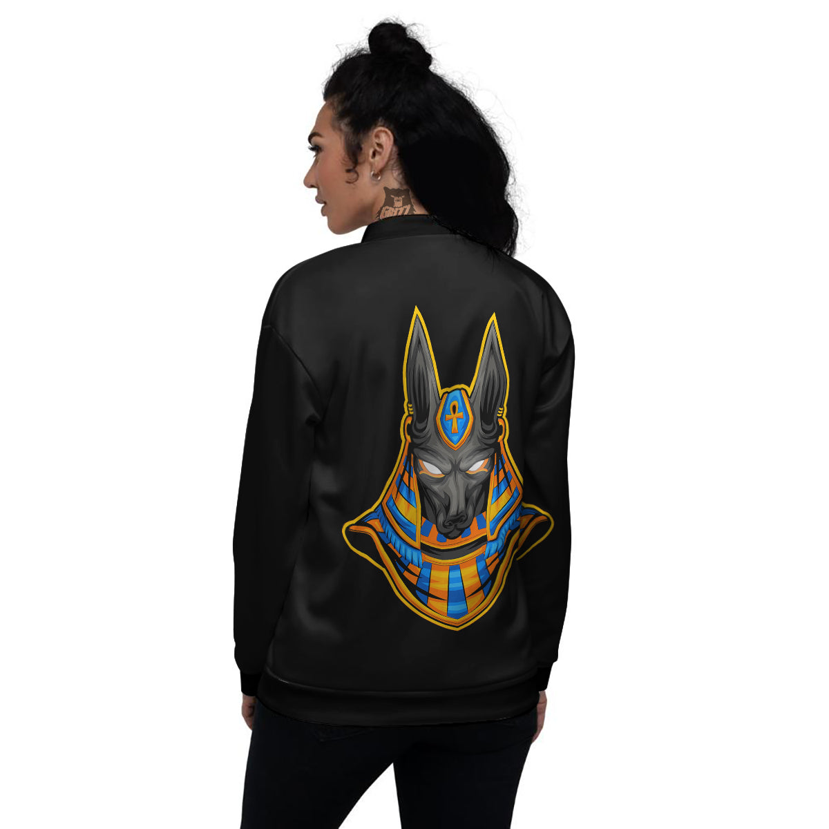 Anubis God Print Women's Bomber Jacket-grizzshop