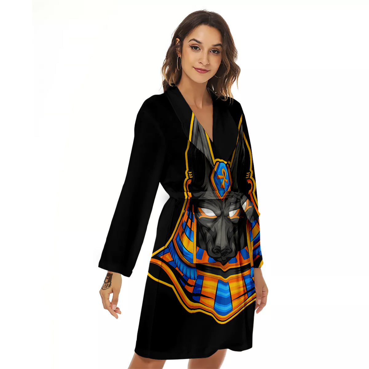 Anubis God Print Women's Robe-grizzshop