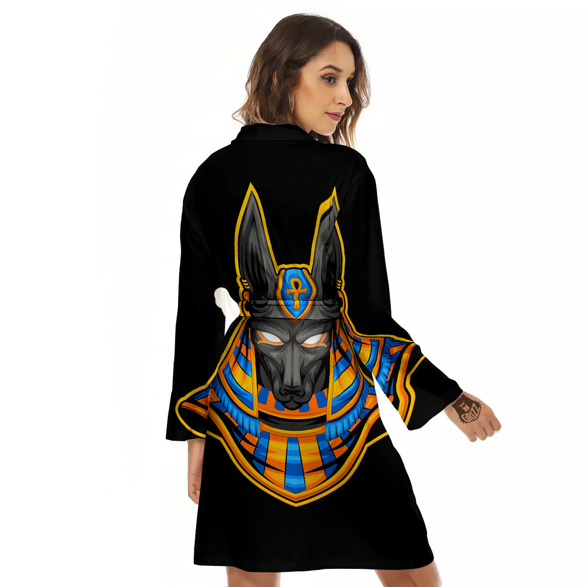 Anubis God Print Women's Robe-grizzshop