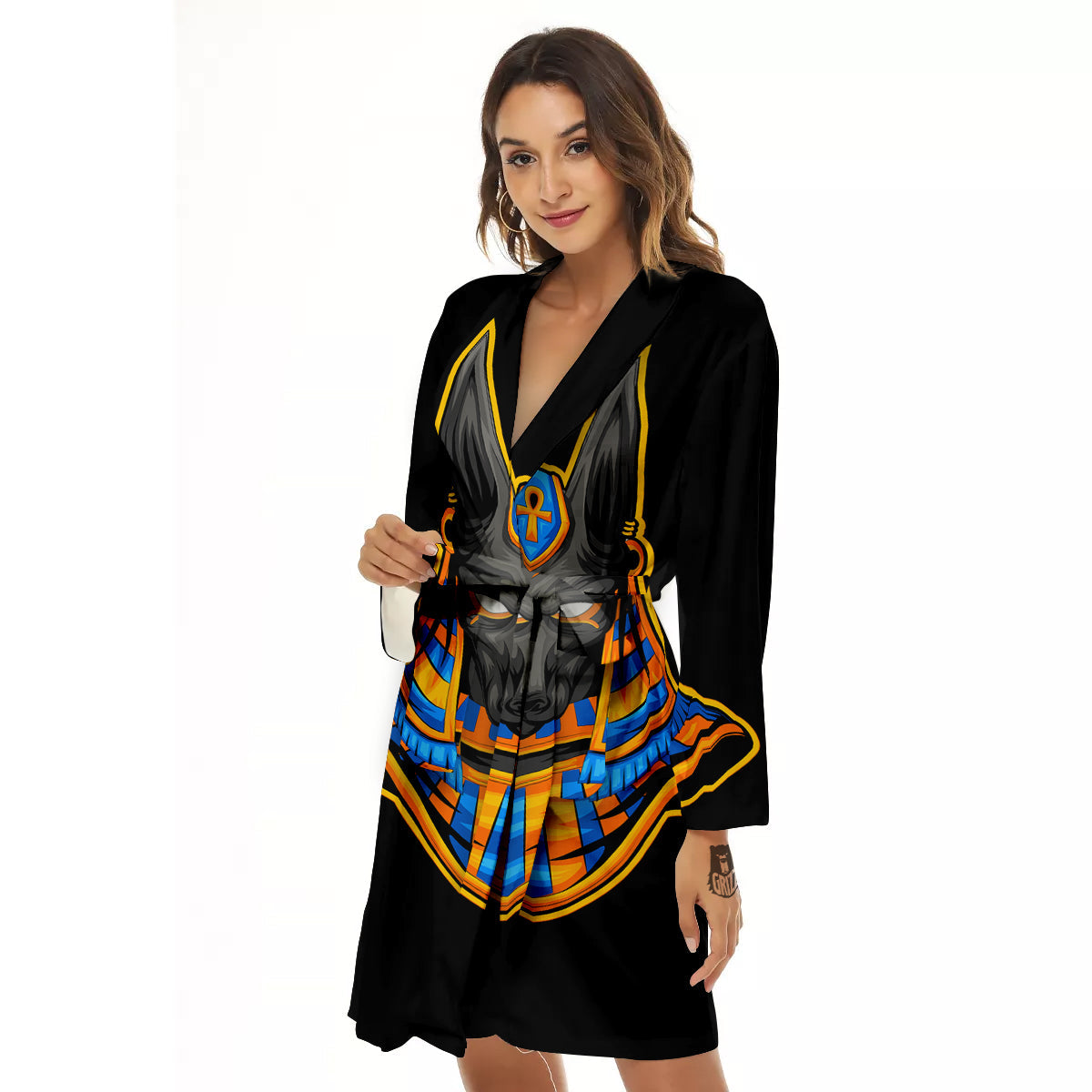 Anubis God Print Women's Robe-grizzshop