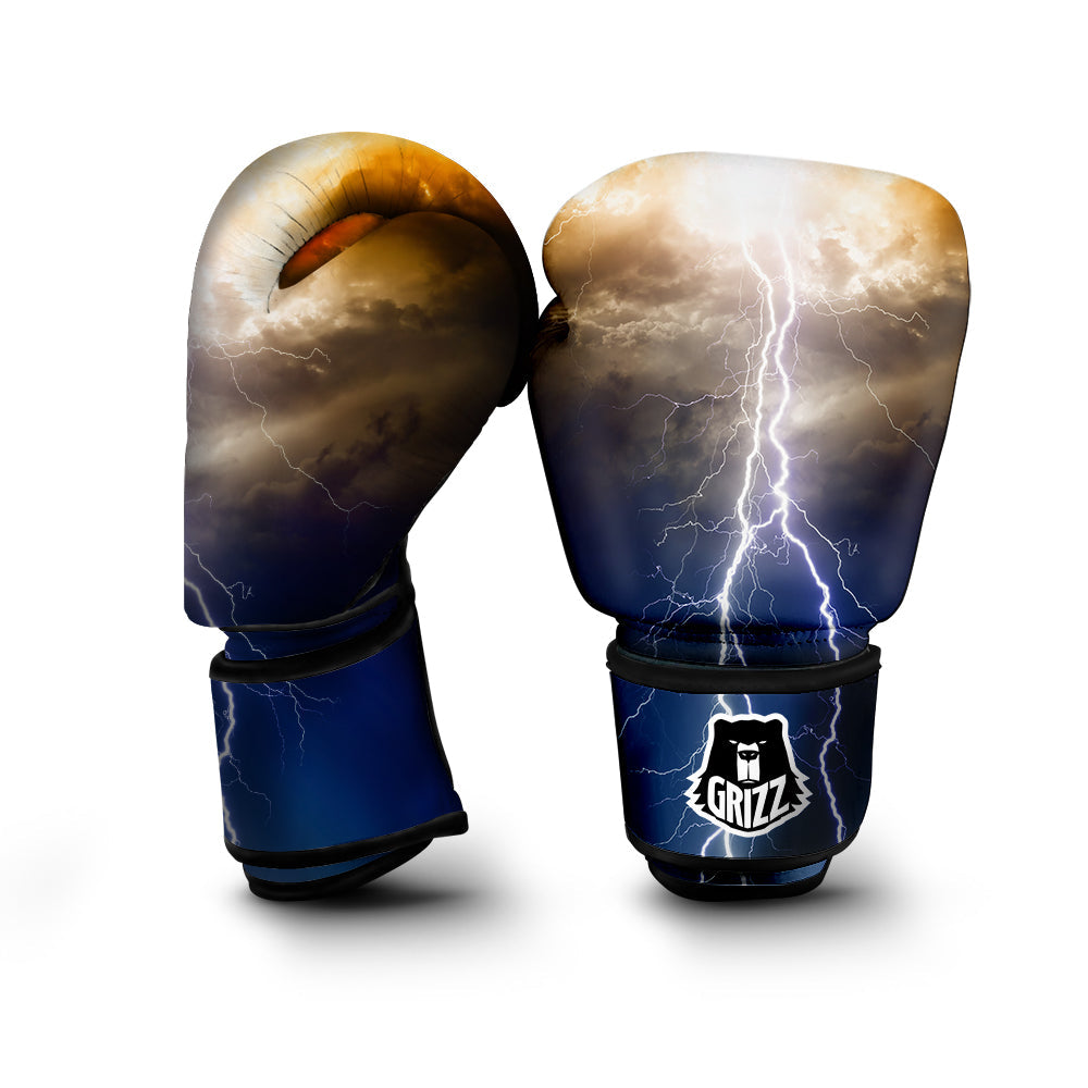 Apocalyptic Lightnings Print Boxing Gloves-grizzshop