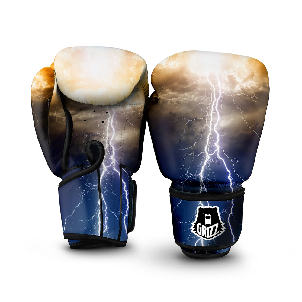 Apocalyptic Lightnings Print Boxing Gloves-grizzshop