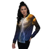 Apocalyptic Lightnings Print Women's Bomber Jacket-grizzshop