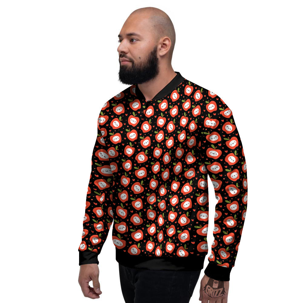 Apple Cute Print Pattern Men's Bomber Jacket-grizzshop
