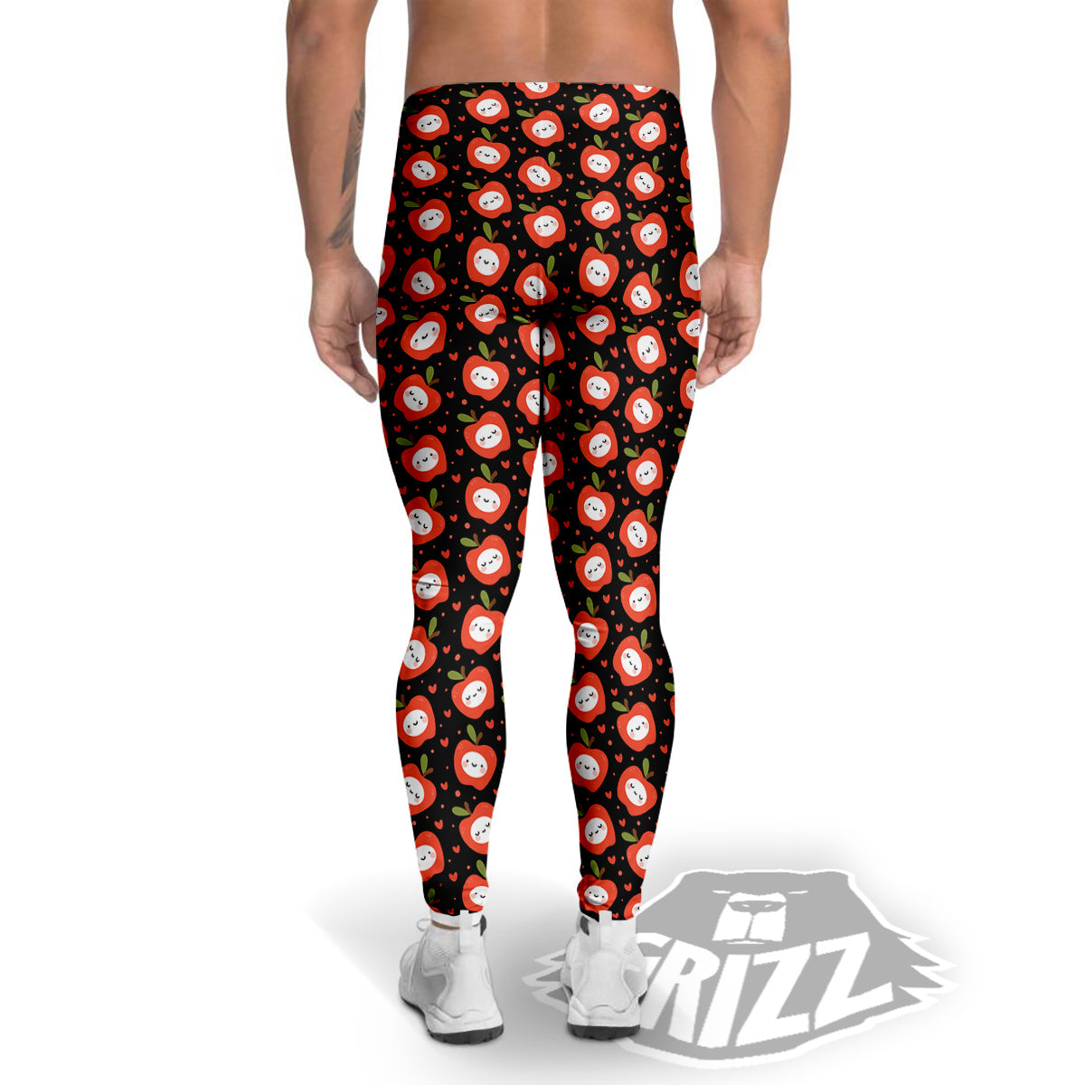 Apple Cute Print Pattern Men's Leggings-grizzshop