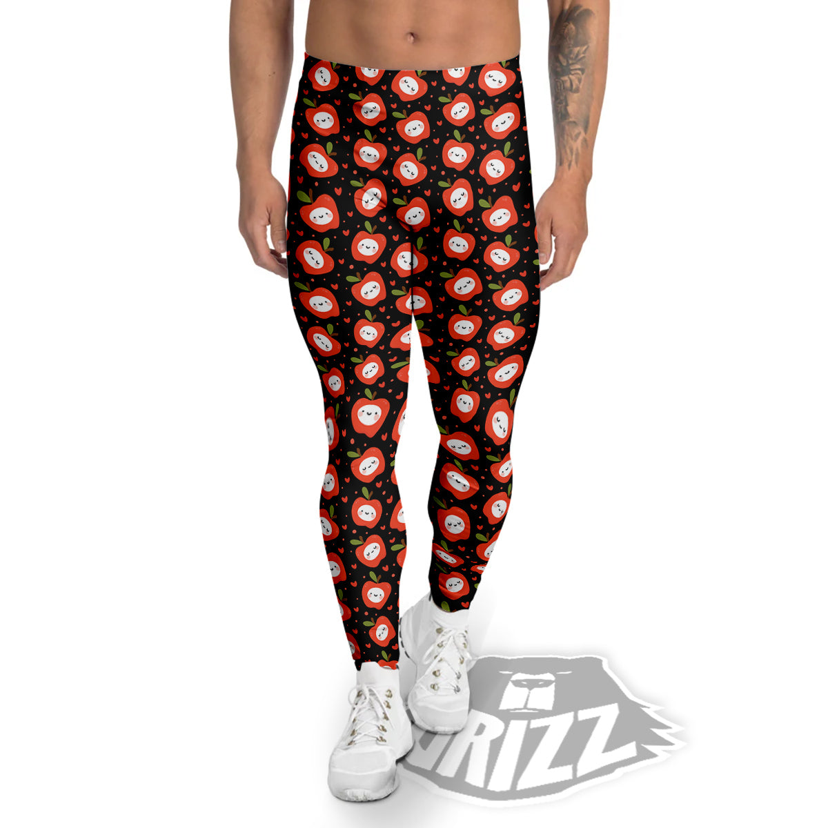 Apple Cute Print Pattern Men's Leggings-grizzshop