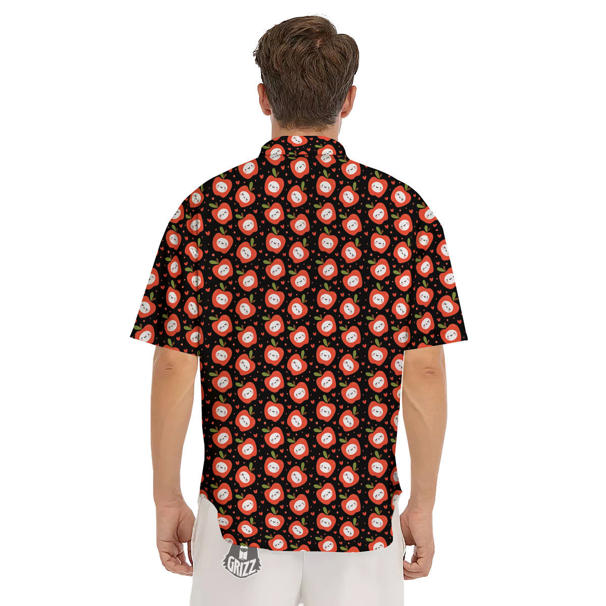 Apple Cute Print Pattern Men's Short Sleeve Shirts-grizzshop