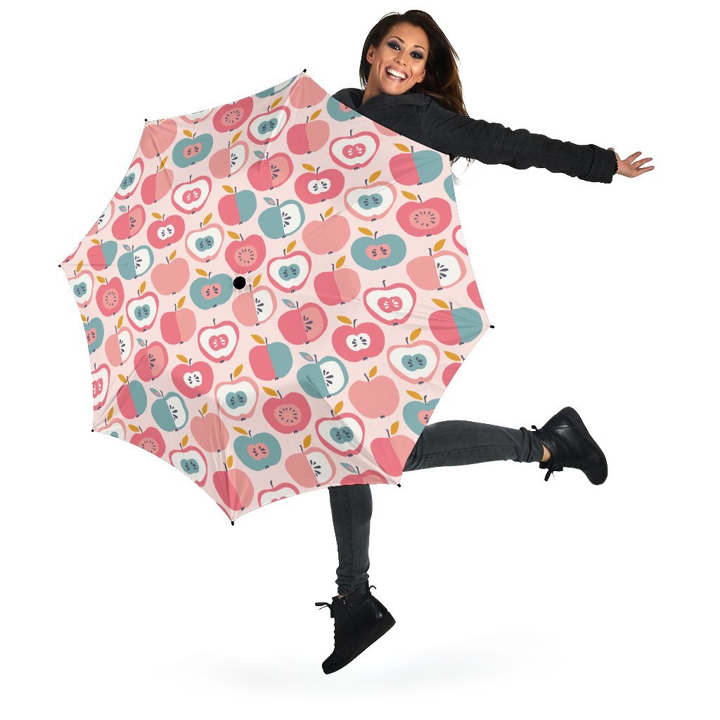 Apple Pattern Print Automatic Foldable Umbrella-grizzshop