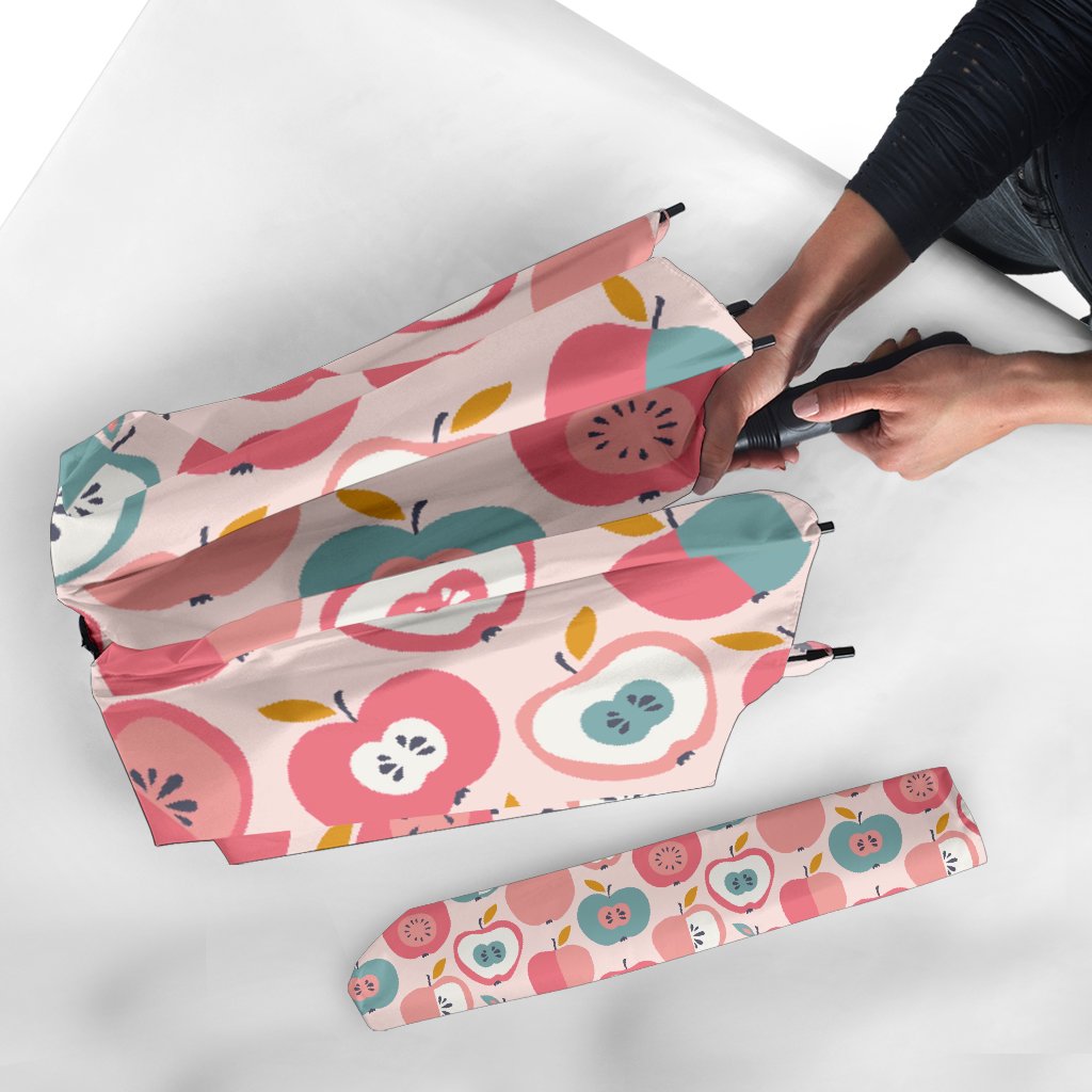 Apple Pattern Print Automatic Foldable Umbrella-grizzshop
