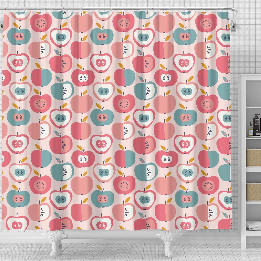 Apple Pattern Print Bathroom Shower Curtain-grizzshop