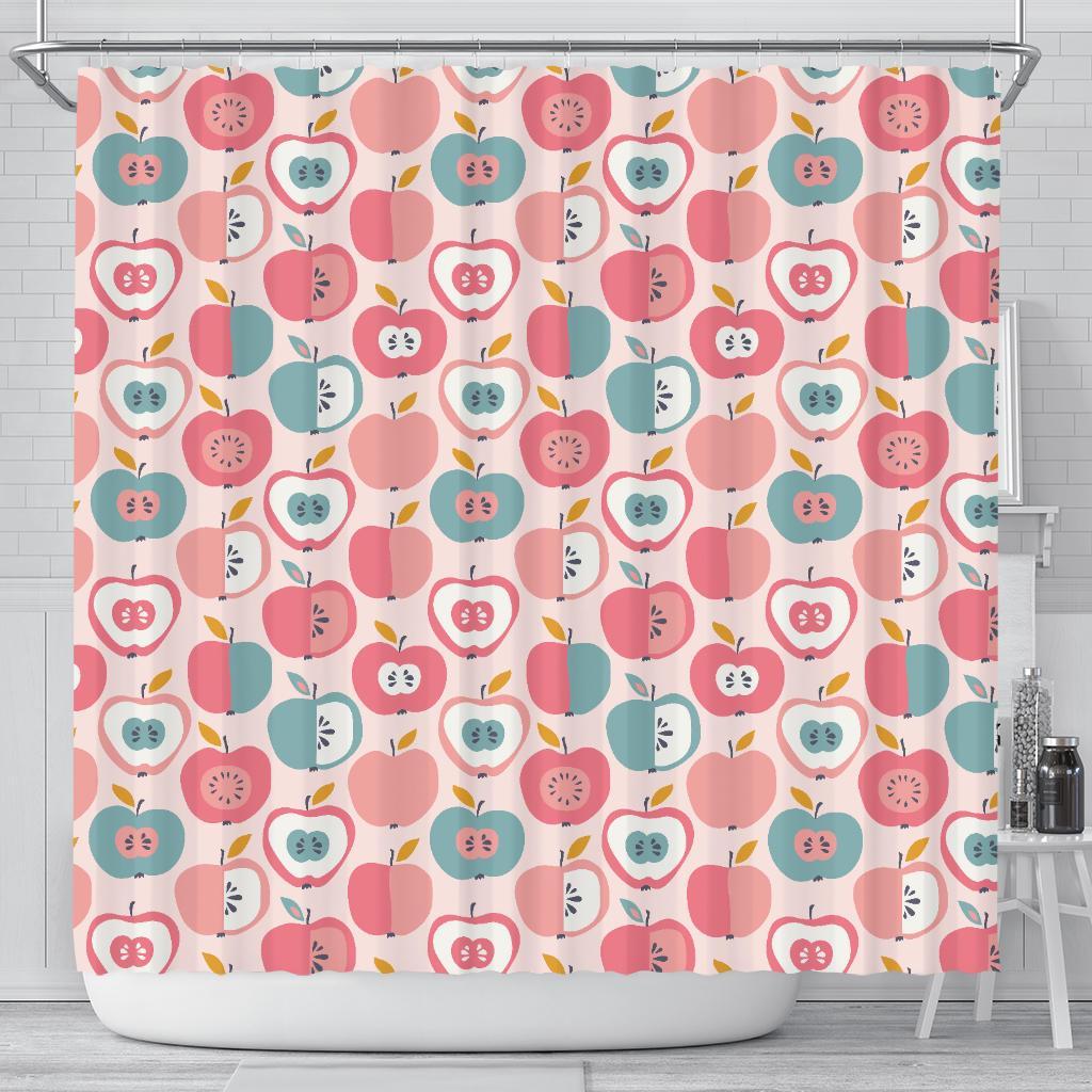 Apple Pattern Print Bathroom Shower Curtain-grizzshop