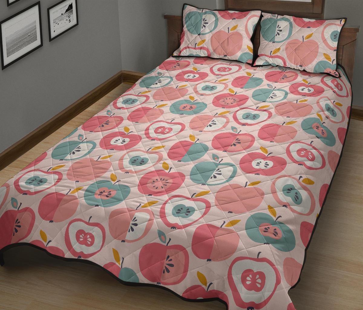 Apple Pattern Print Bed Set Quilt-grizzshop
