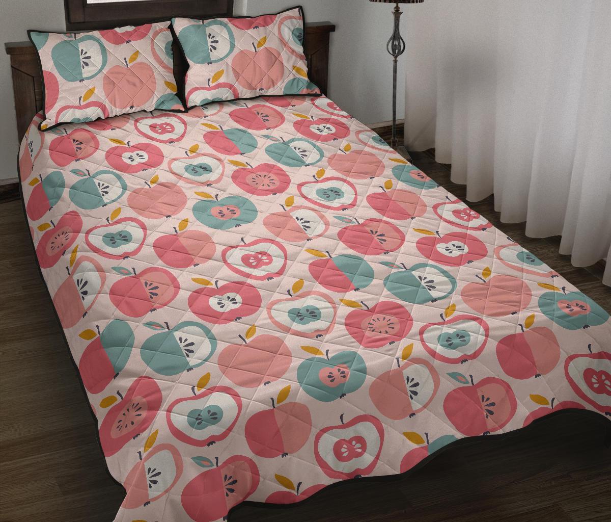 Apple Pattern Print Bed Set Quilt-grizzshop
