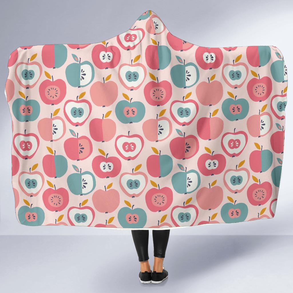 Apple Pattern Print Hooded Blanket-grizzshop
