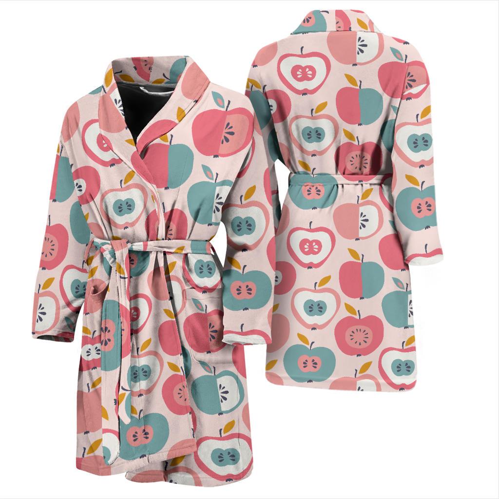 Apple Pattern Print Men Long Robe-grizzshop