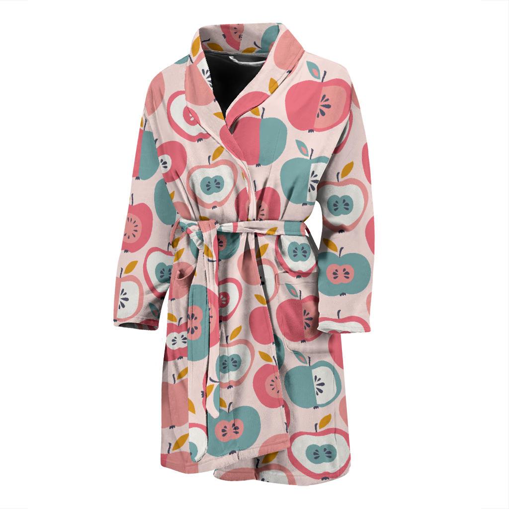 Apple Pattern Print Men Long Robe-grizzshop