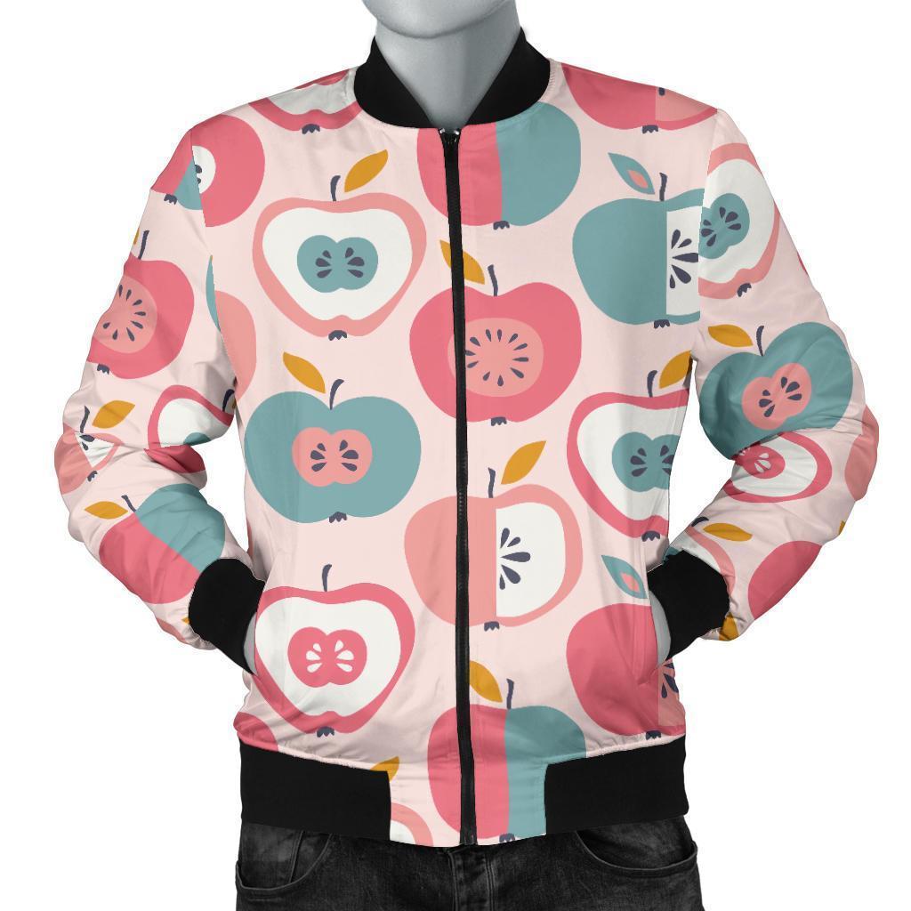 Apple Pattern Print Men's Bomber Jacket-grizzshop