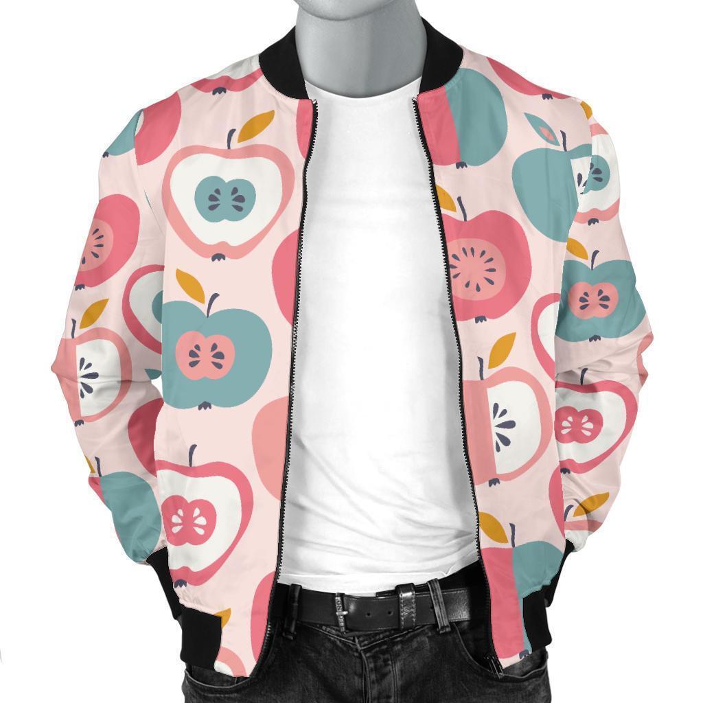 Apple Pattern Print Men's Bomber Jacket-grizzshop