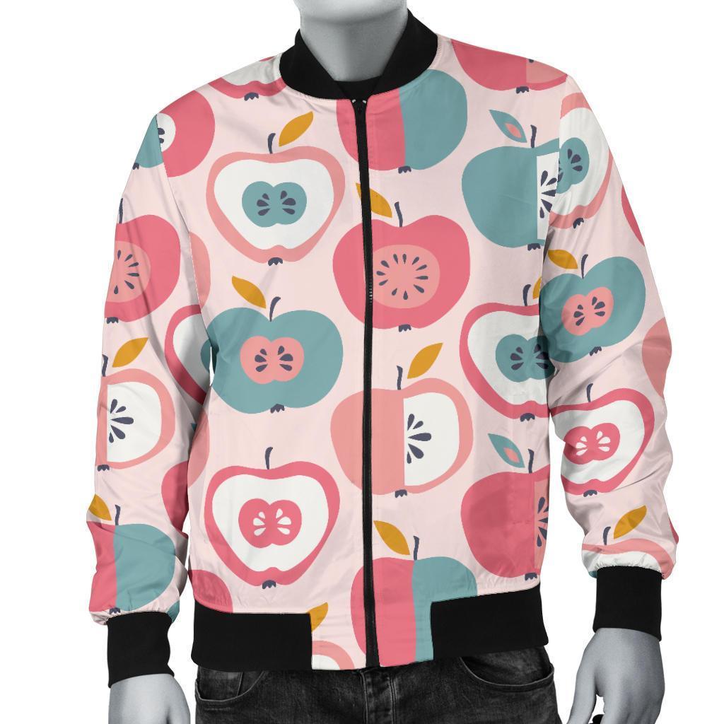 Apple Pattern Print Men's Bomber Jacket-grizzshop