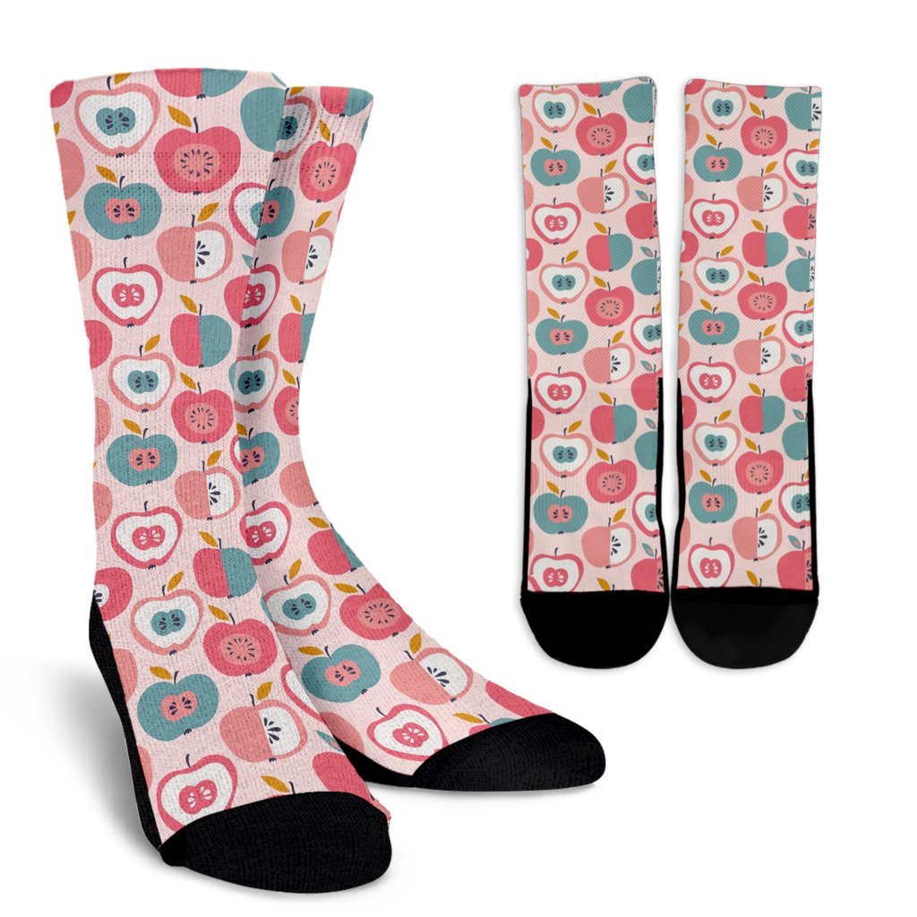 Apple Pattern Print Unisex Crew Socks-grizzshop