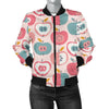 Apple Pattern Print Women Casual Bomber Jacket-grizzshop