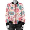 Apple Pattern Print Women Casual Bomber Jacket-grizzshop