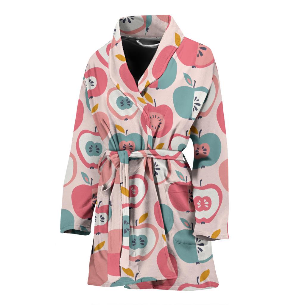 Apple Pattern Print Women Long Robe-grizzshop