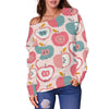 Apple Pattern Print Women Off Shoulder Sweatshirt-grizzshop