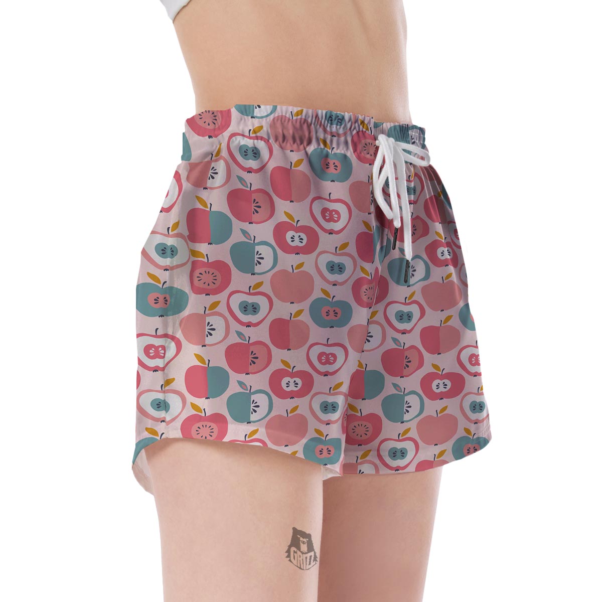 Apple Pattern Print Women's Shorts-grizzshop