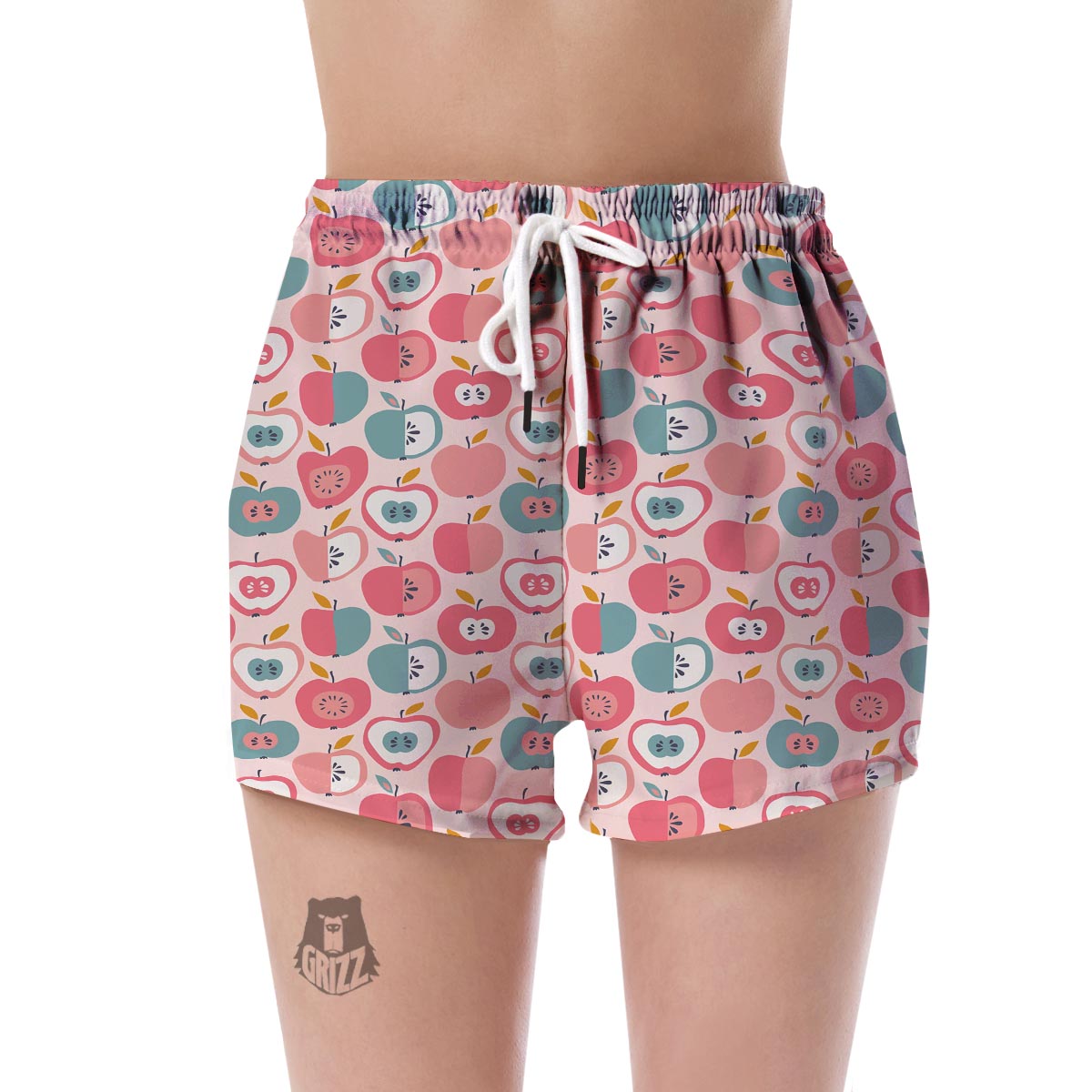 Apple Pattern Print Women's Shorts-grizzshop