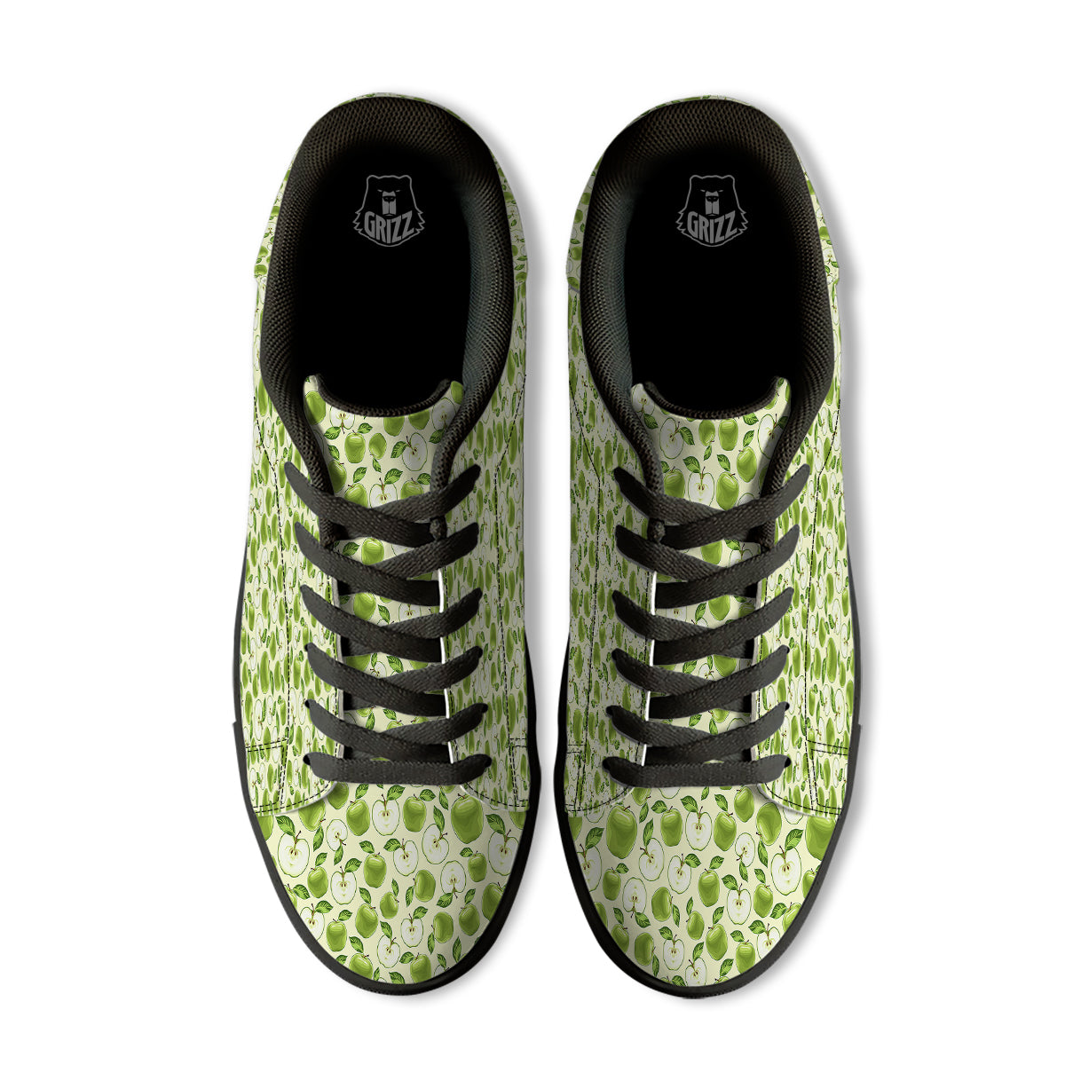 Apple Print Pattern Black Low Top Sneakers-grizzshop