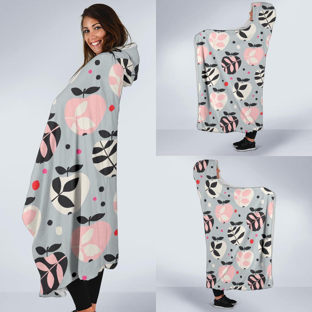 Apple Print Pattern Hooded Blanket-grizzshop