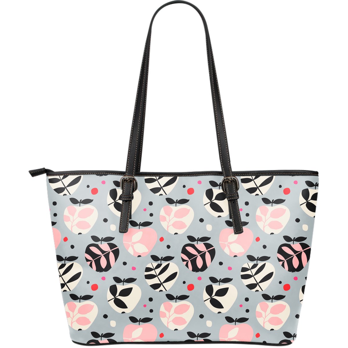 Apple Print Pattern Leather Tote Bag-grizzshop