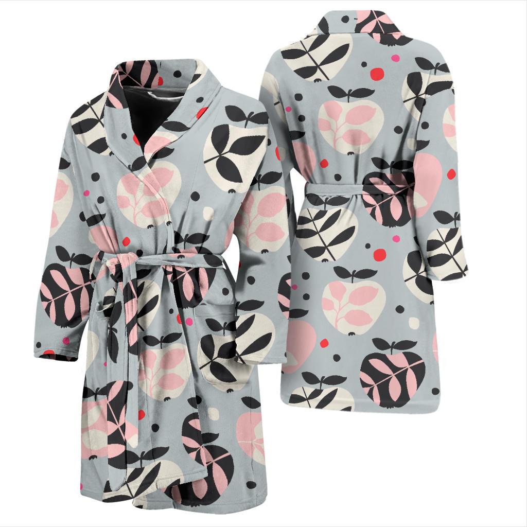 Apple Print Pattern Men Long Robe-grizzshop