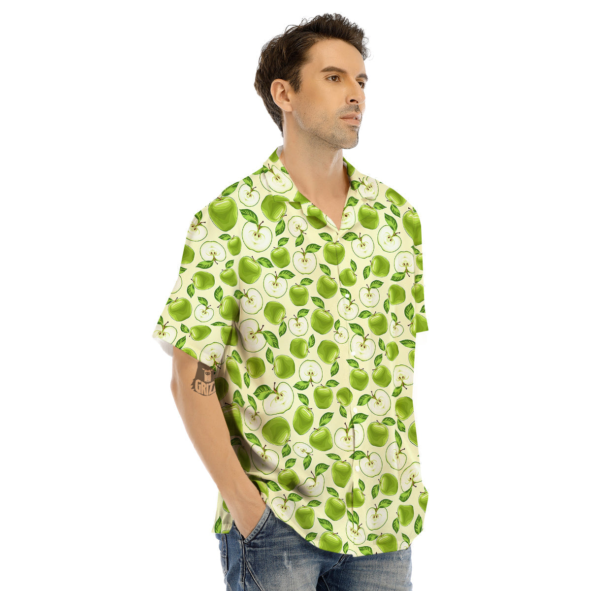 Apple Print Pattern Men's Hawaiian Shirt-grizzshop