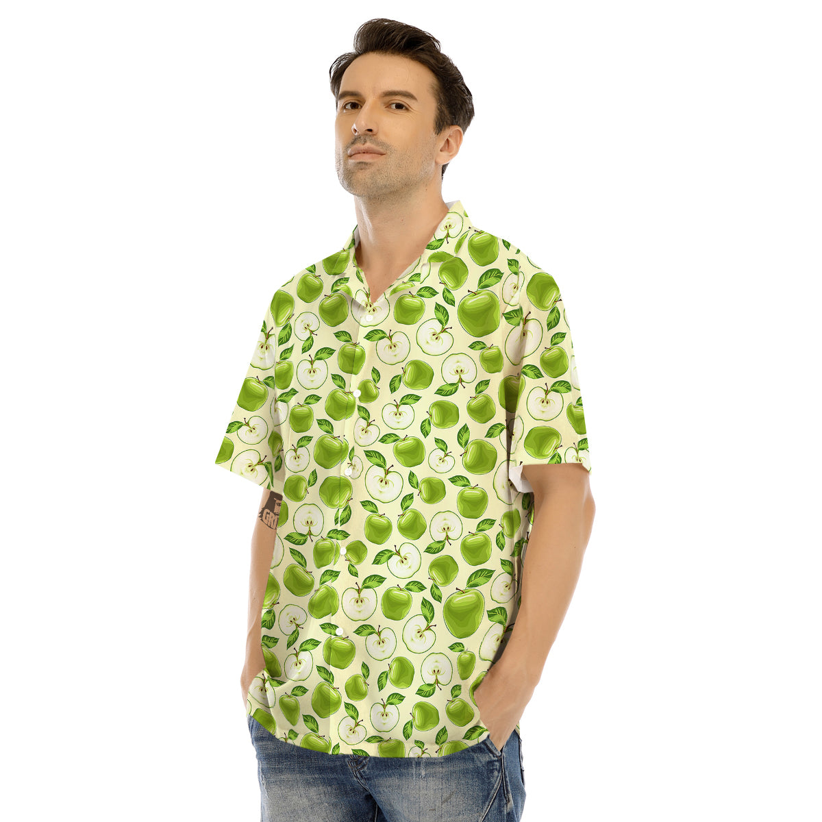Apple Print Pattern Men's Hawaiian Shirt-grizzshop