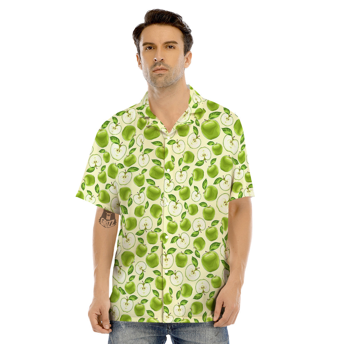 Apple Print Pattern Men's Hawaiian Shirt-grizzshop